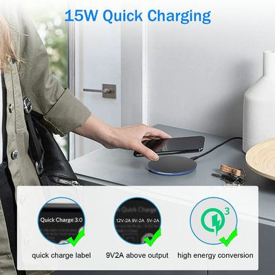 ポータブル 2 In 1 Qi ワイヤレス充電パッド 10W スマホ用 鏡面