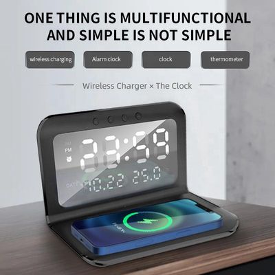 マルチ機能アラーム Qi 無線充電器 時計 ドッキングステーション 15W オールインワン