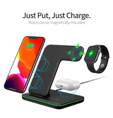 防火QIワイヤレス充電ドック 15w 3In1 ランプ付き充電スタンド