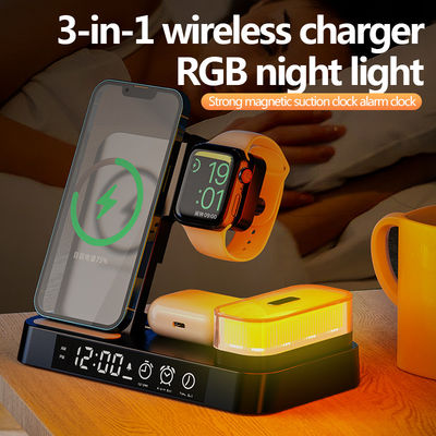 ABS素材 5 In 1 ワイヤレス充電器, LED インジケーター付きワイヤレス充電器 時計