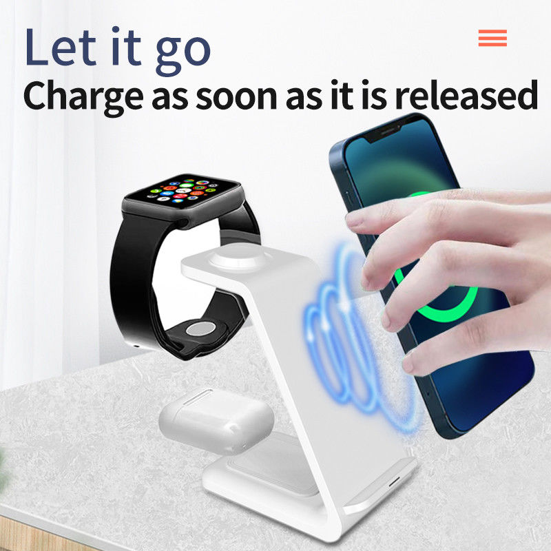 マルチファンクション Qi 3 イン 1 15w ワイヤレス 充電器 Iphone Iwatch 電話スタンドタイプ