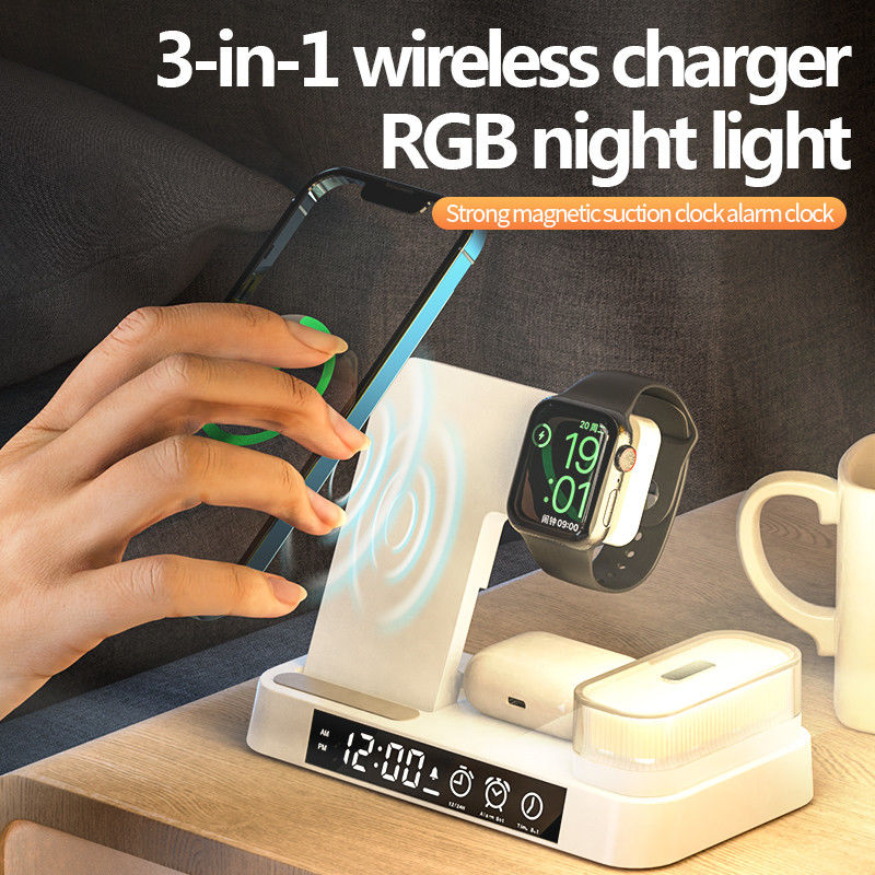 ABS素材 5 In 1 ワイヤレス充電器, LED インジケーター付きワイヤレス充電器 時計